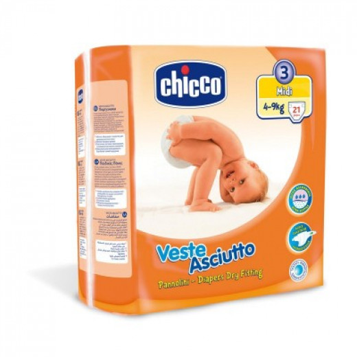 Chicco Diapers Size 3 Midi 4-9 KG 21 Pieces