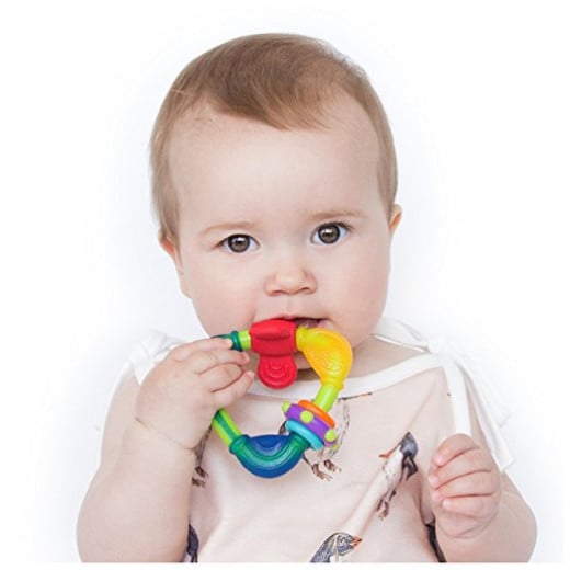 Nuby Hard/Soft Triangle Teether - 3m+, Red