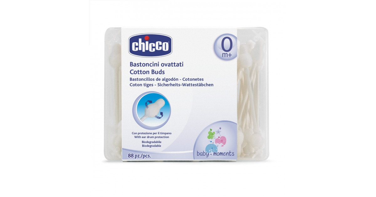 Chicco Cotton Buds With Ear Protection Drum 88 Pieces | Chicco | Health ...