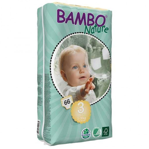 Bambo Nature Baby Diapers Classic, Size 3 (5-9Kg), 66 Count