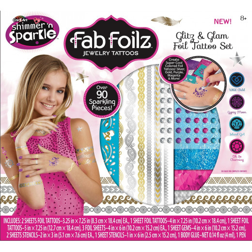 Cra Z Art Fab Foilz Jewelry Glitz N Glam Foil Tattoo Set Box