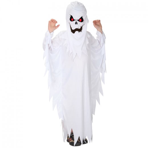 Halloween Scary Costumes for Kids White Ghost Costume Robe for Boys, Girls dress up (5-8 years old) - Large