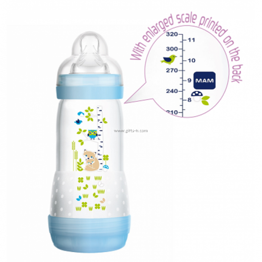 MAM Easy Start Self Sterilising Anti-Colic Bottle, Medium Flow (Designs May Vary) - 260 ml - Blue