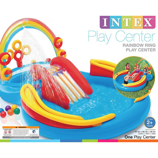 مركز لعب للأطفال على شكل حلقة قوس قزح قابل للنفخ من انتكس