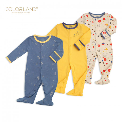 Colorland - Baby Romper / The Universe Secret 3 Pieces In One Pack - 0-3 Months