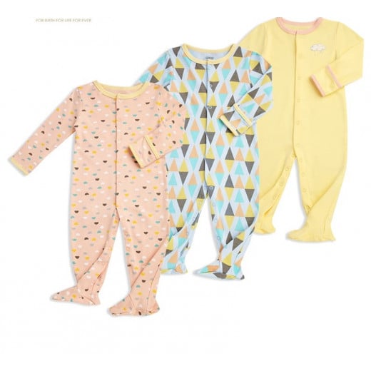 Colorland - (2) Baby Bodysuit 3 Pieces In One Pack - 3-6 Months