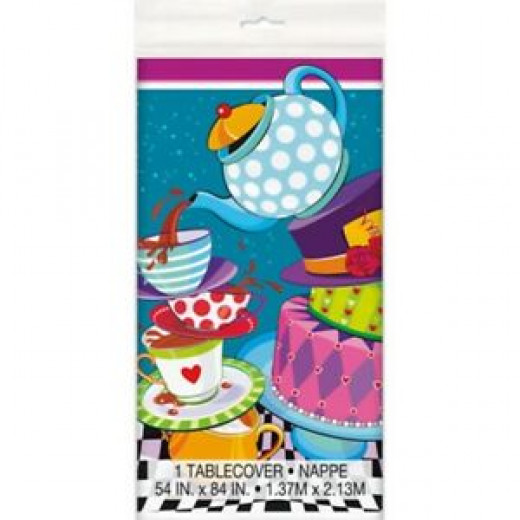 Amscan Mad Hatter Tea Party Plastic Tablecloth, 84x54 cm