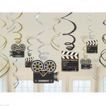 Amscan - Hollywood Swirls Decorations X12 pieces, 60 cm