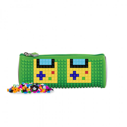 Pixie Crew Rounded Pencil Case, Green/Grey