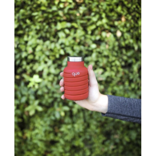 Que Collapsible Water Bottle, Bonfire Red, 590 ml