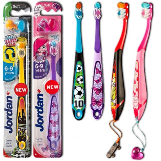 Jordan Children's Toothbrush Jordan Step 3 (6-9 years) Soft Brush with a Cap for Travel - Orange