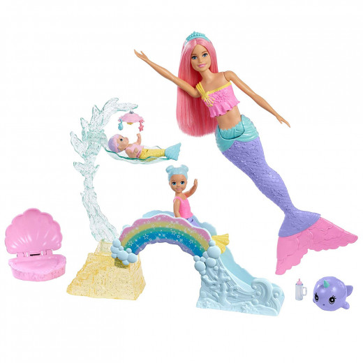 Barbie Dreamtopia Nursery Playset, Toddler and Baby Mermaid Dolls, Multicolour
