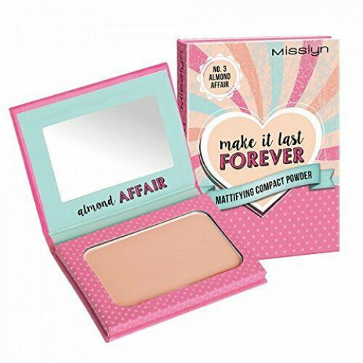 Misslyn Make It Last Forever Mattifying Compact Powder Almond Affair, Number 3, 6g