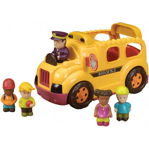 B. Toys – Boogie Bus Rrrroll Models – Interactive Yellow School Bus Toy – Lights & Sounds – 6Piece