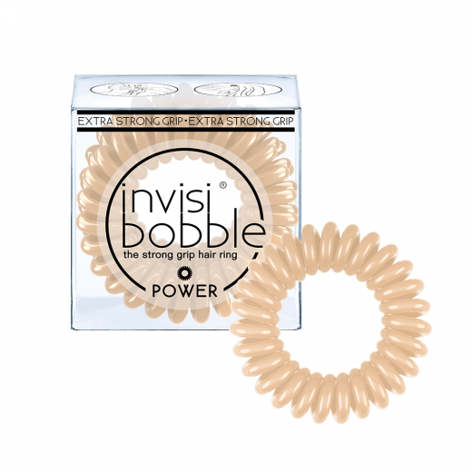 invisibobble POWER Nude To Be, The Spiral Shaped Strong Grip Hair Ring, 3 Hair Ties Per Packaging