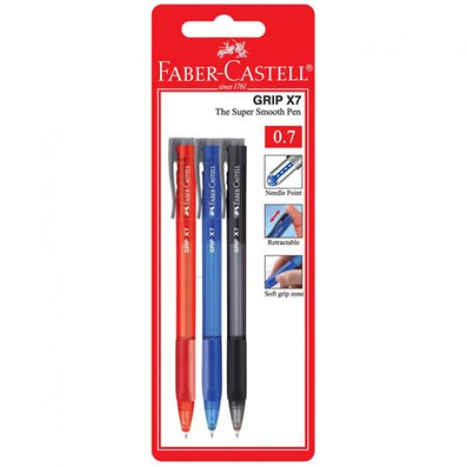 Faber Castell Ball pen Grip 0.7 (Assorted), 3x