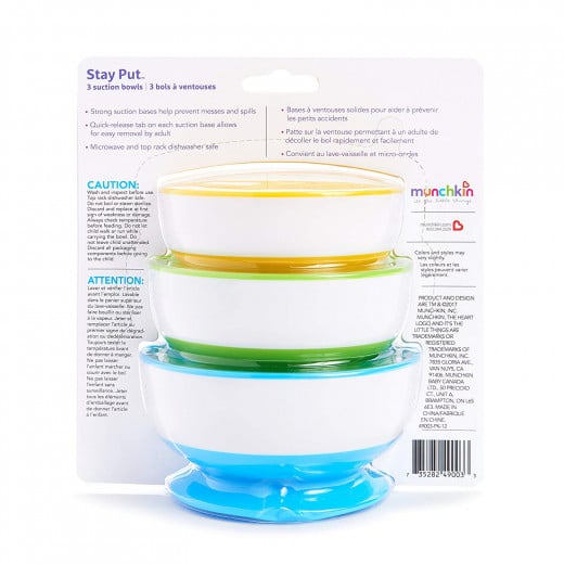 Munchkin Stay Put - Bowl with suction cup, 3 package