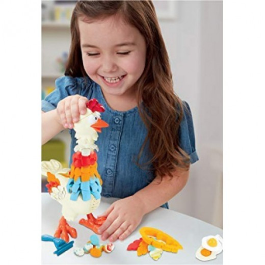 Play-Doh Animal Crew Cluck-a-Dee Feather Fun Chicken Toy with 4  Colors