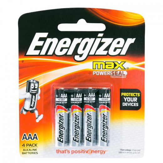 Energizer Battery Max (AAA) E92 BP4 3+1 Free