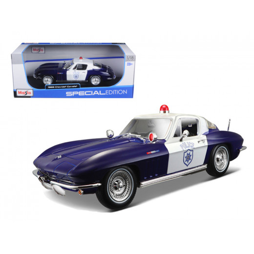 Maisto Chevrolet Corvette Blue and White Police 1965 1/18
