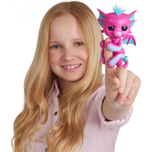 Fingerlings - Glitter Dragon - Sandy (Pink with Blue) - Interactive Baby Collectible Pet
