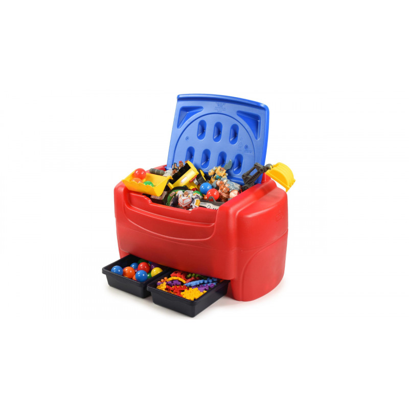 red and blue toy box