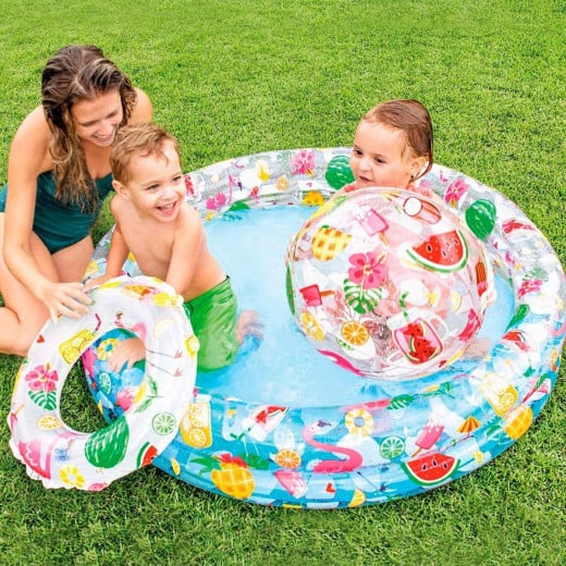 حوض سباحة قابل للنفخ + كرة سباحة + عوامة 1.22 م × 25 سم من انتكس