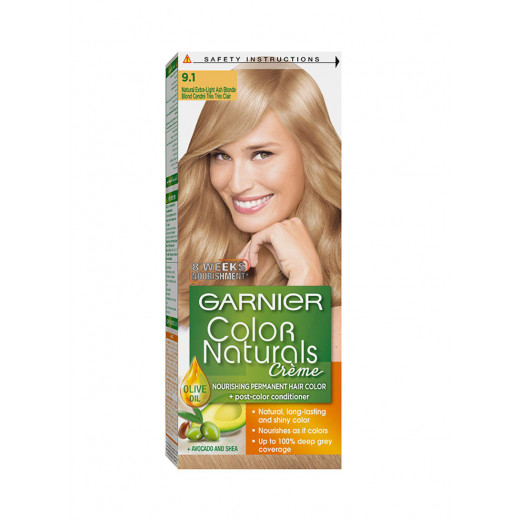 Garnier Color Naturals Nourishing Cream Hair Dye, #9.1 Natural Extra Light Ash Blonde