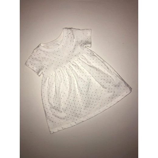 GAP White Dress with Gold Dots - 6-12 Months
