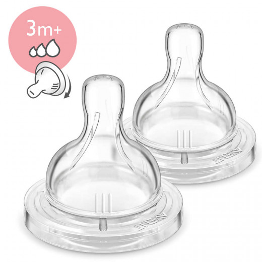 Avent Teat Silicone Var +3 months 2 Units