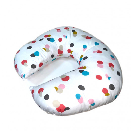 Baby baba Nursing Pillow, White with Dots