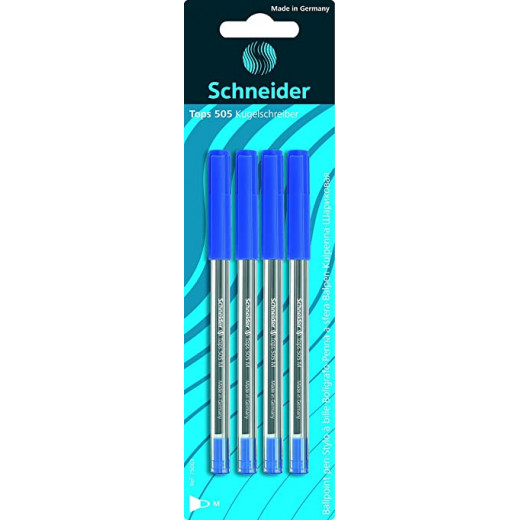 Schneider Ballpoint Pen Schneider Tops 505 M Blister, 4 Pieces Blue