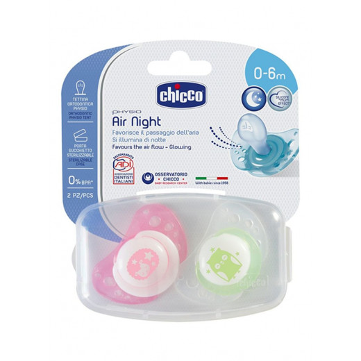 Chicco Physio Air Soothers, 0-6 M- Pink&Green