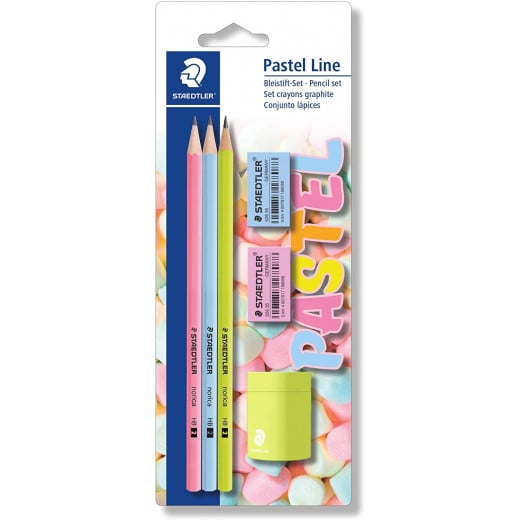 Staedtler Pastel Stationery with Pencils, Sharpener and Eraser