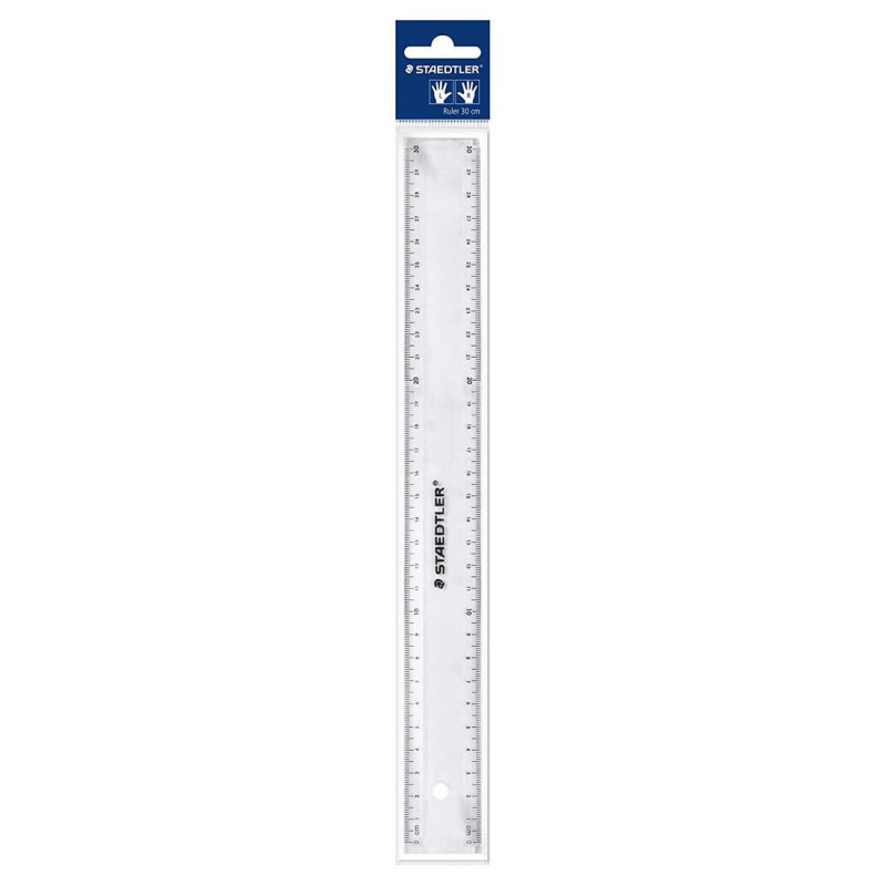 Staedtler Flat Ruler Plastic 30 cm Clear | School & Stationery | Stationery | Rulers