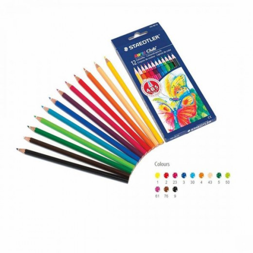 Staedtler Noris Club 144 Colored Pencil, 12 Colors & 1 Noris Pencil with Small Mars Rubber