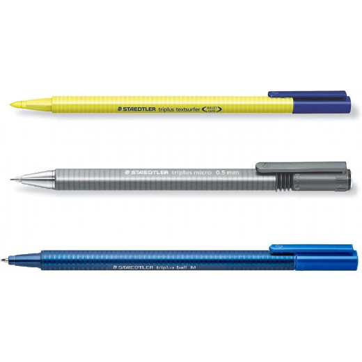 غلبة اقلام متنوعة تراي بلس ستدلر اقلام حبر ازرق+اسود+قلم رصاص ميكانيكي 0.5+قلم هاي لايتر اصفر