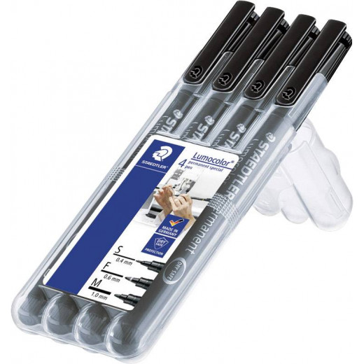 Staedtler Lumocolor®  Mixed Sets Universal Pens Black, Pack of 4