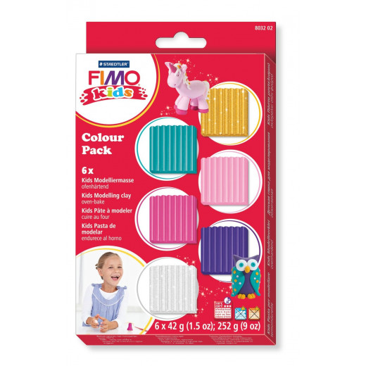 Staedtler Fimo Kids Soft Polymer Clay Basic Set For Girls, Pack of 6