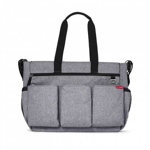 Skip Hop Diaper Bag Tote for Double Strollers with Matching Changing Pad, Duo Signature, Heather Grey