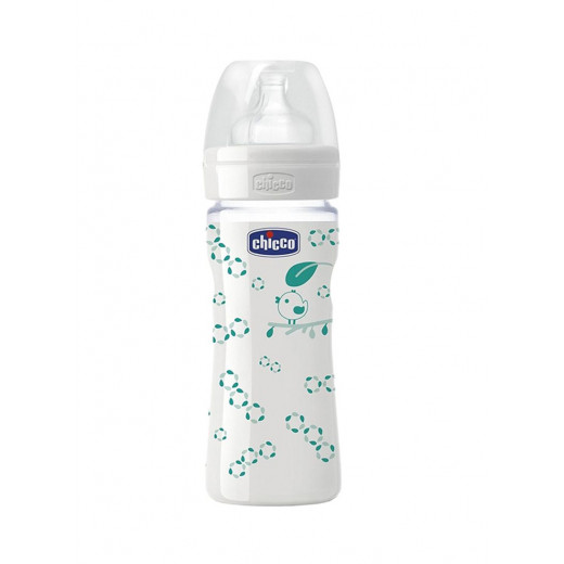 Chicco Decorated Glass Feeding Bottle, 240 ml