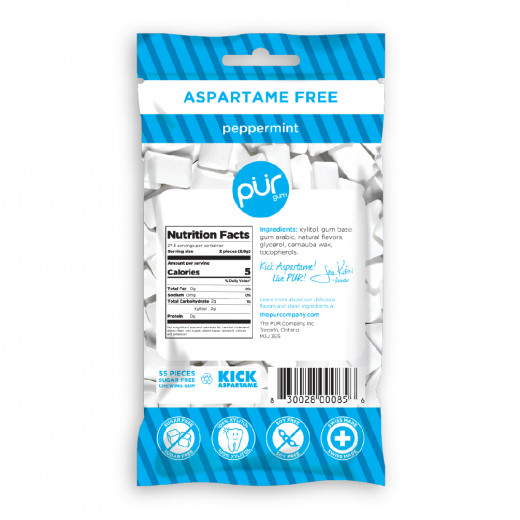 PUR Gum, Aspartame Free Peppermint Gum, 55pcs