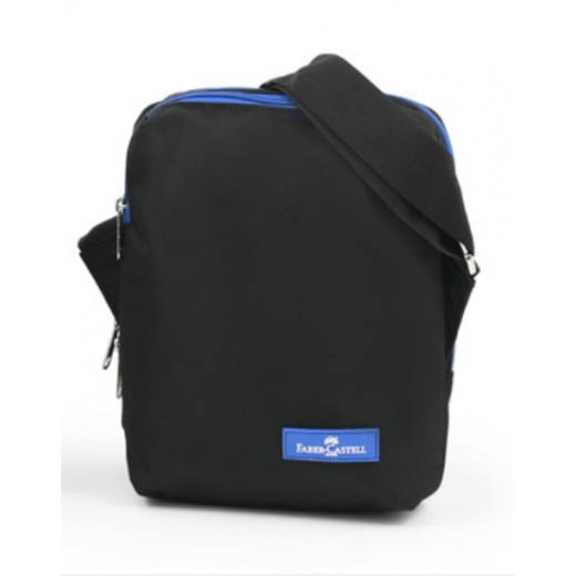 Faber Castell Insulated School Lunch Bag 2-Compartment, Black& Blue Zipper
