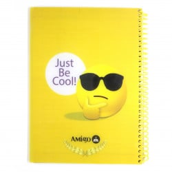 Amigo Just be Cool Wire Notebook, Yellow, 140 page, 4 Subjects