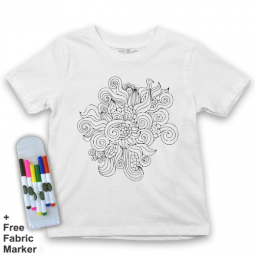 Mlabbas Kids Coloring T-Shirt, Floral Design, 10 Years
