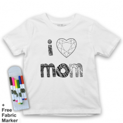 Mlabbas Kids Coloring T-Shirt,  I Love Mom Design, 12 Years