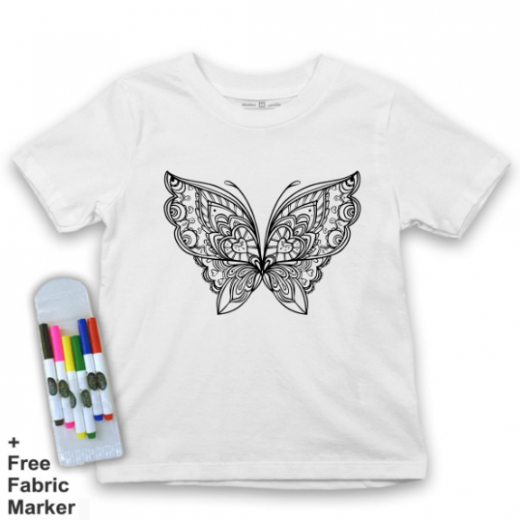 Mlabbas Butterfly Kids Coloring Tshirt - 9-11 years