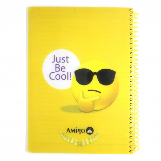 دفتر ملاحظات مع سلك بتصميم كتابة "جست بي كول" اللون الأصفر من أميجو: 70 صفحة,2 أقسام