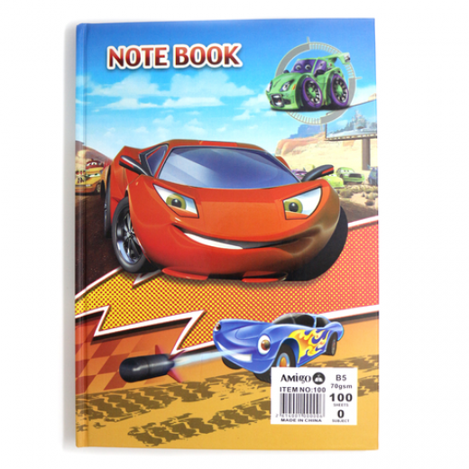 دفتر ملاحظات بالورق المقوّى بتصميم سيّارات من أميجو: 100 صفحة, قياس الصفحة B5