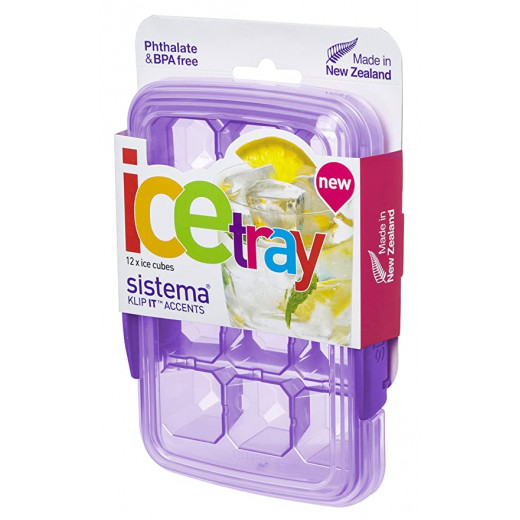 Sistema Klip It Accents Ice Cube Tray With Lid 12 Cubes, Purple